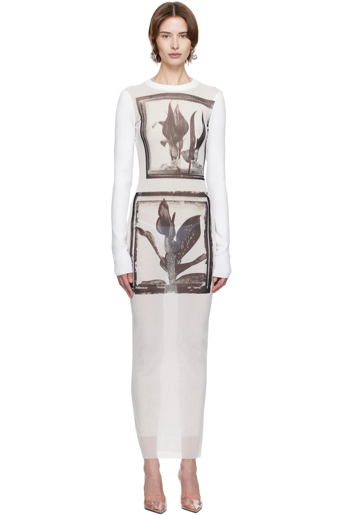 White Flowers Cadres Maxi Dress