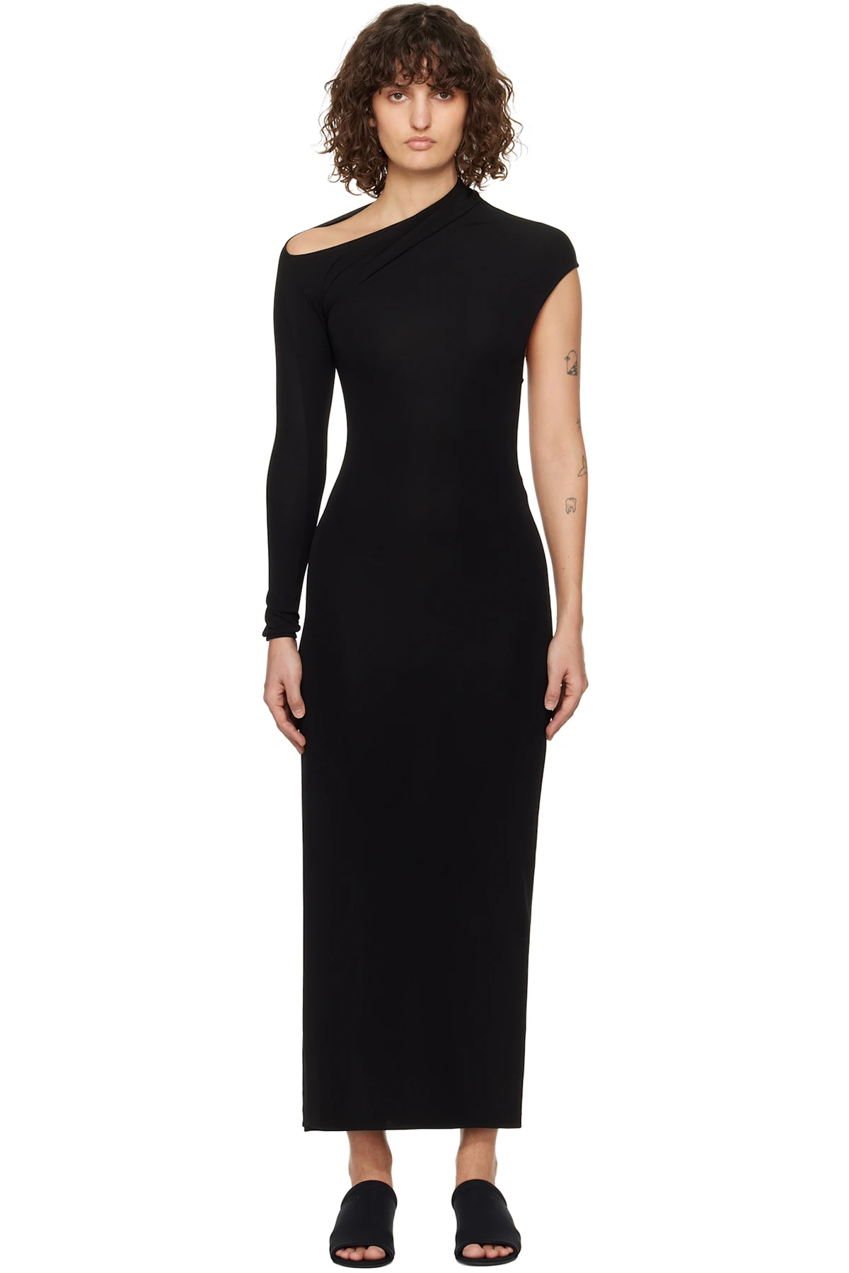 Black Asymmetric Maxi Dress