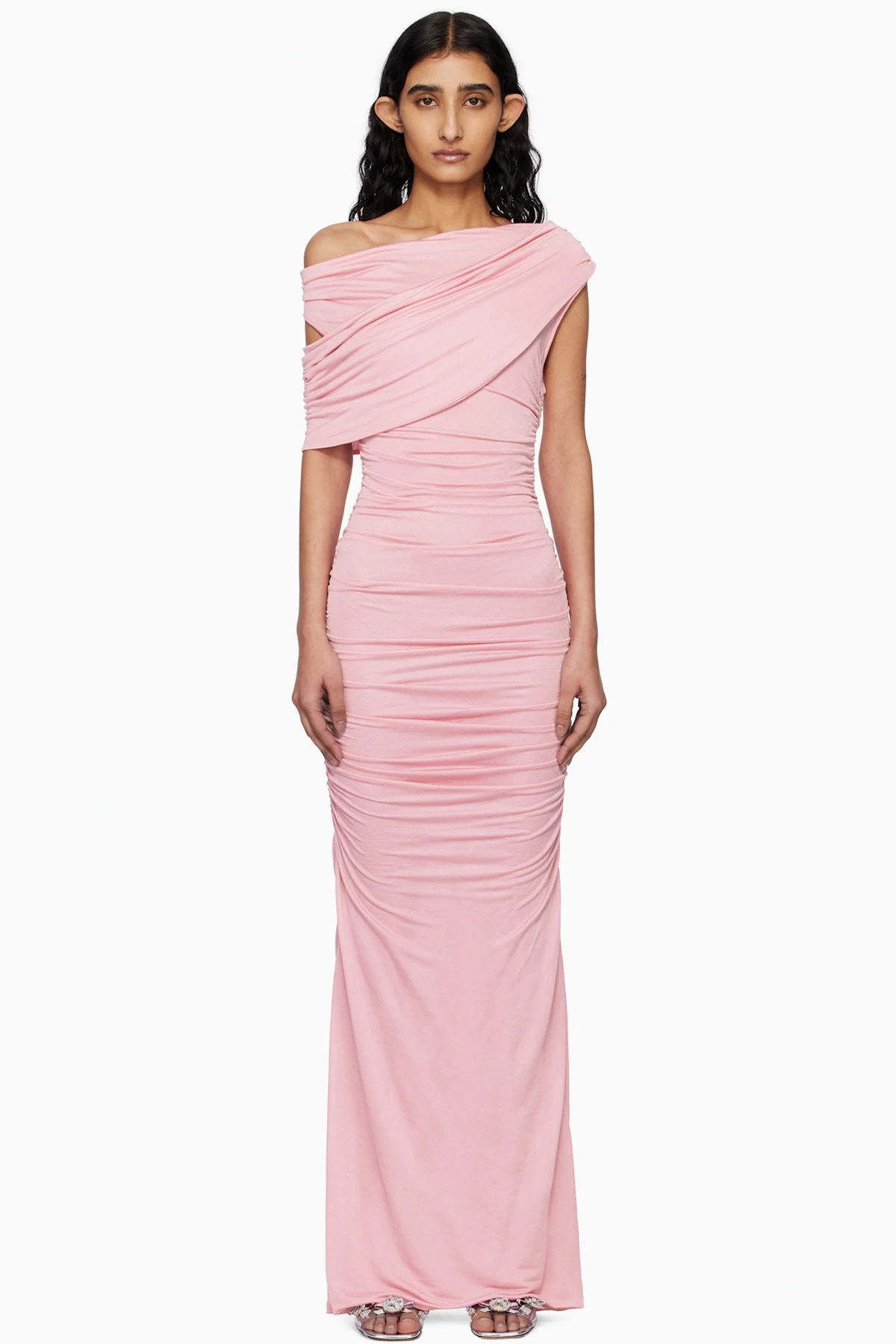 Pink One-Shoulder Maxi Dress