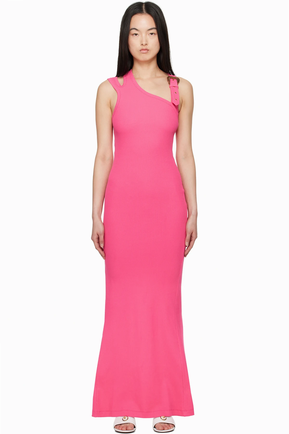 Pink Baroque Buckle Maxi Dress