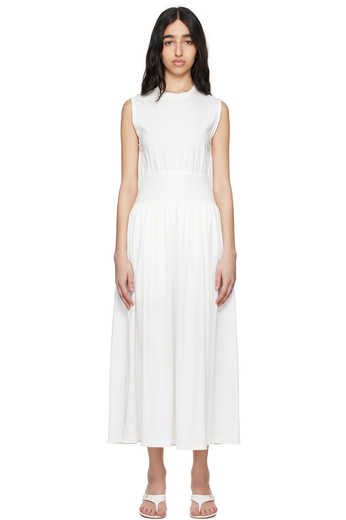 Off-White Sleeveless Cotton Tee Maxi Dress