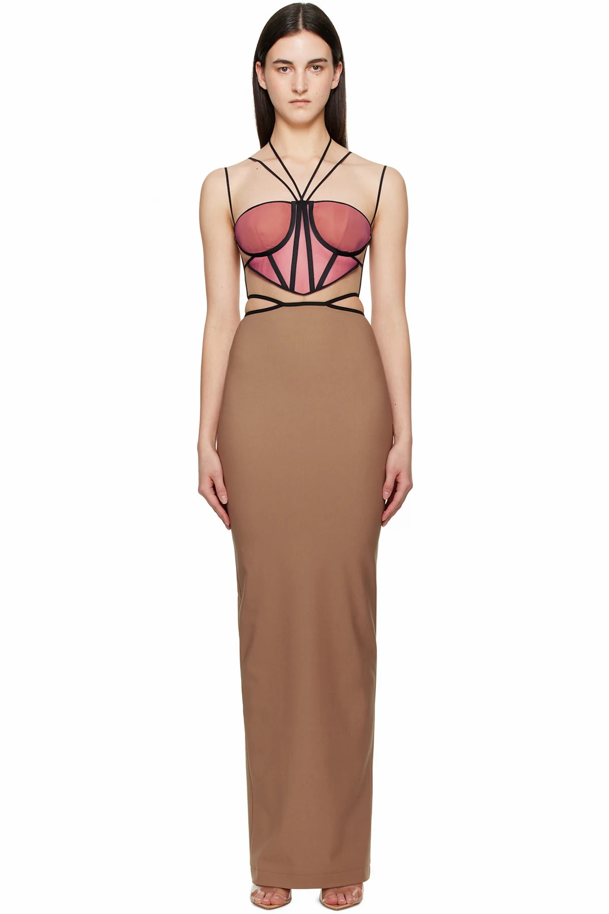 Tan & Pink Leila Signature Corset Maxi Dress