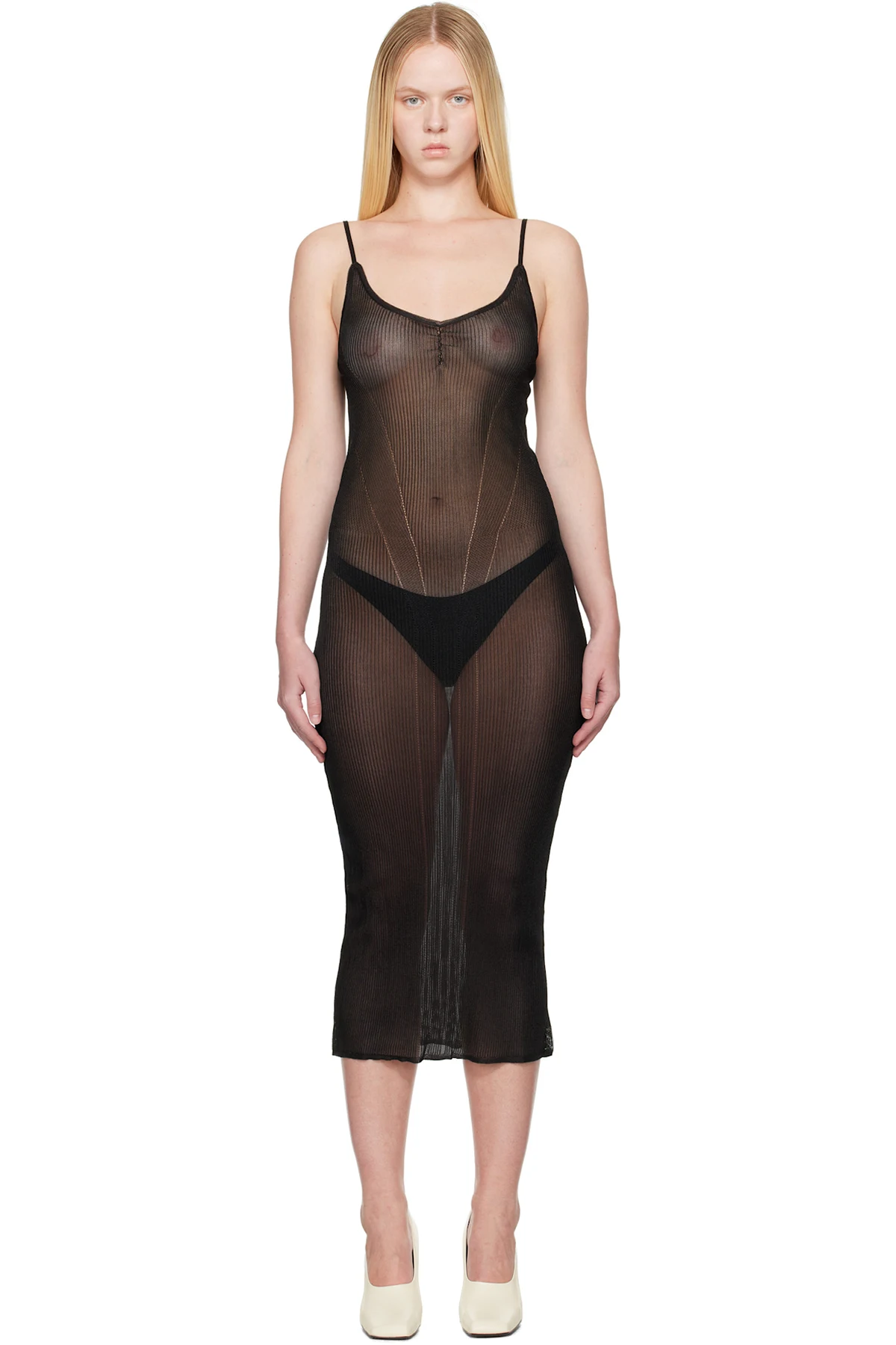 Black Knit Justaucorps Maxi Dress