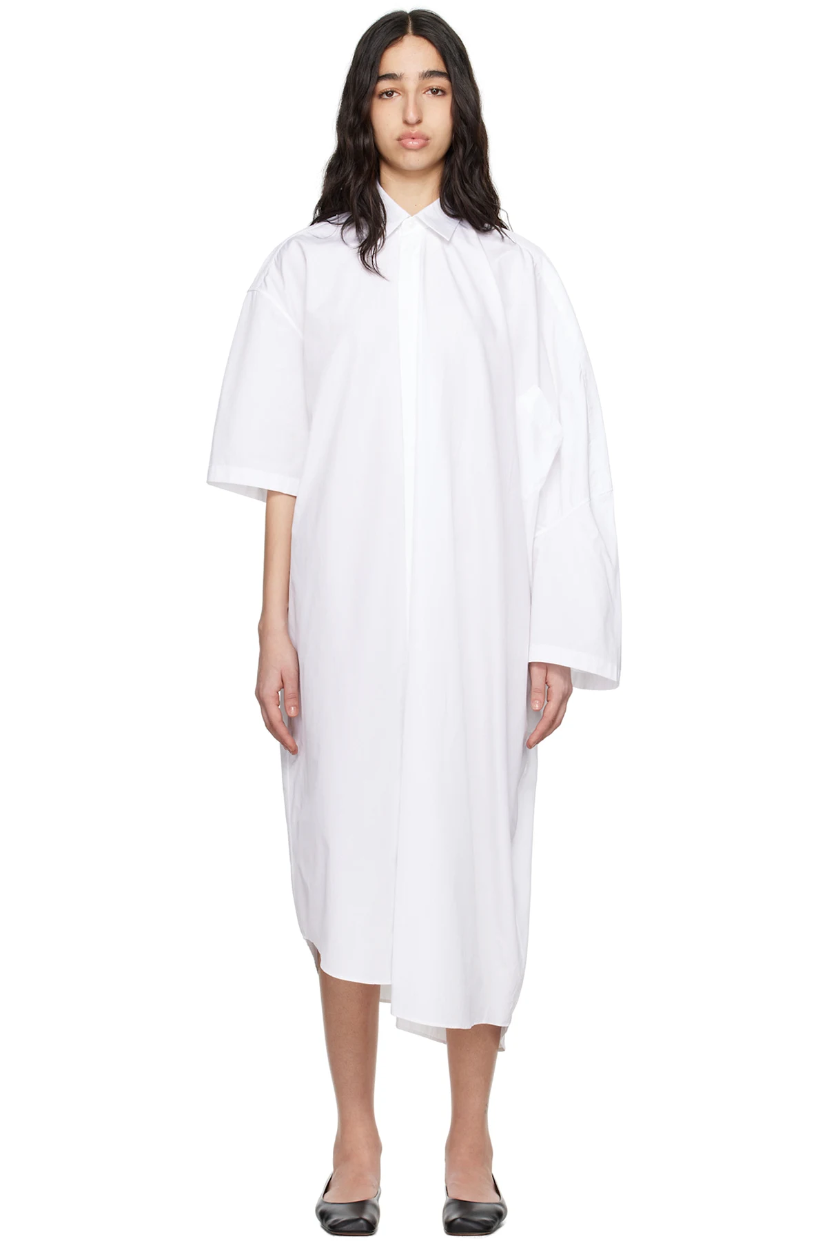 White Extended Shirt Maxi Dress