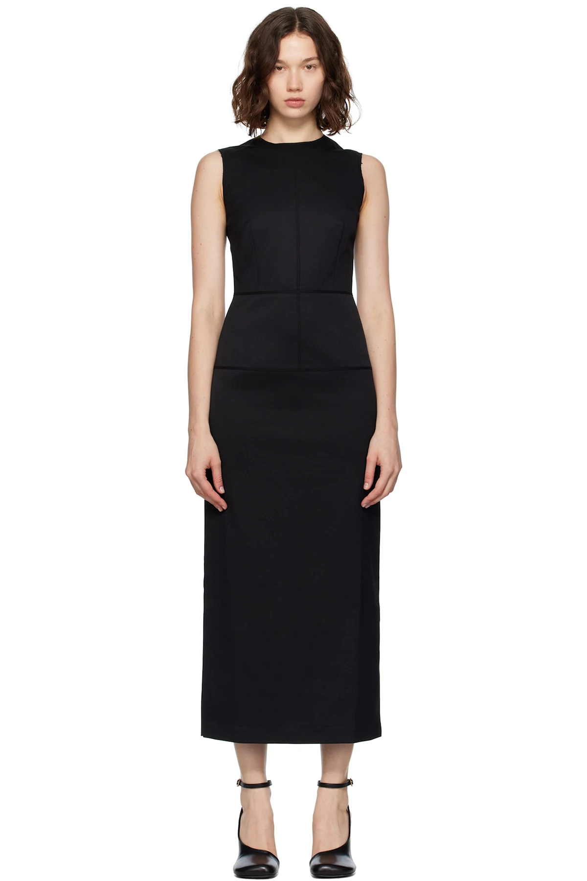 Black Tailoring Wool Maxi Dress