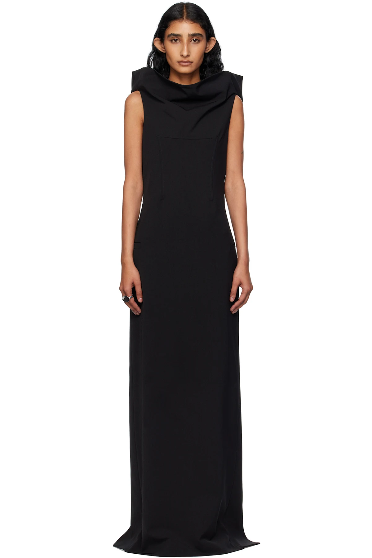 Black Backless Belt Maxi Dress