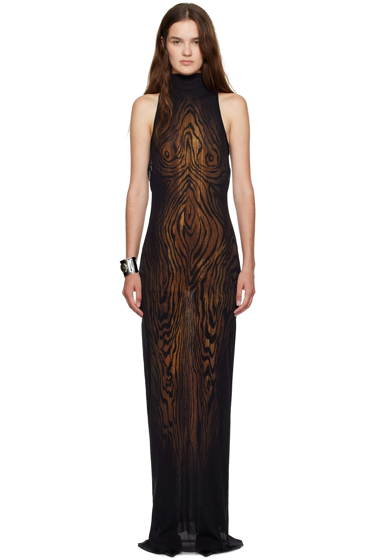 Black & Brown 'The Long Draped Wood' Maxi Dress