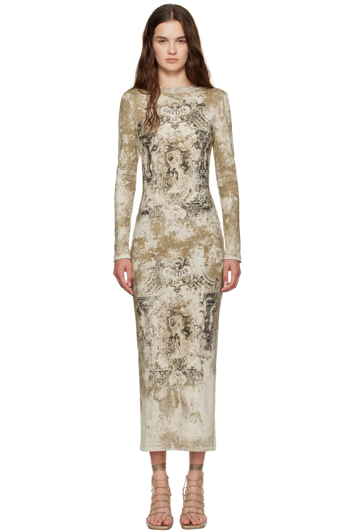 Beige 'The Médaillon' Cotton Maxi Dress