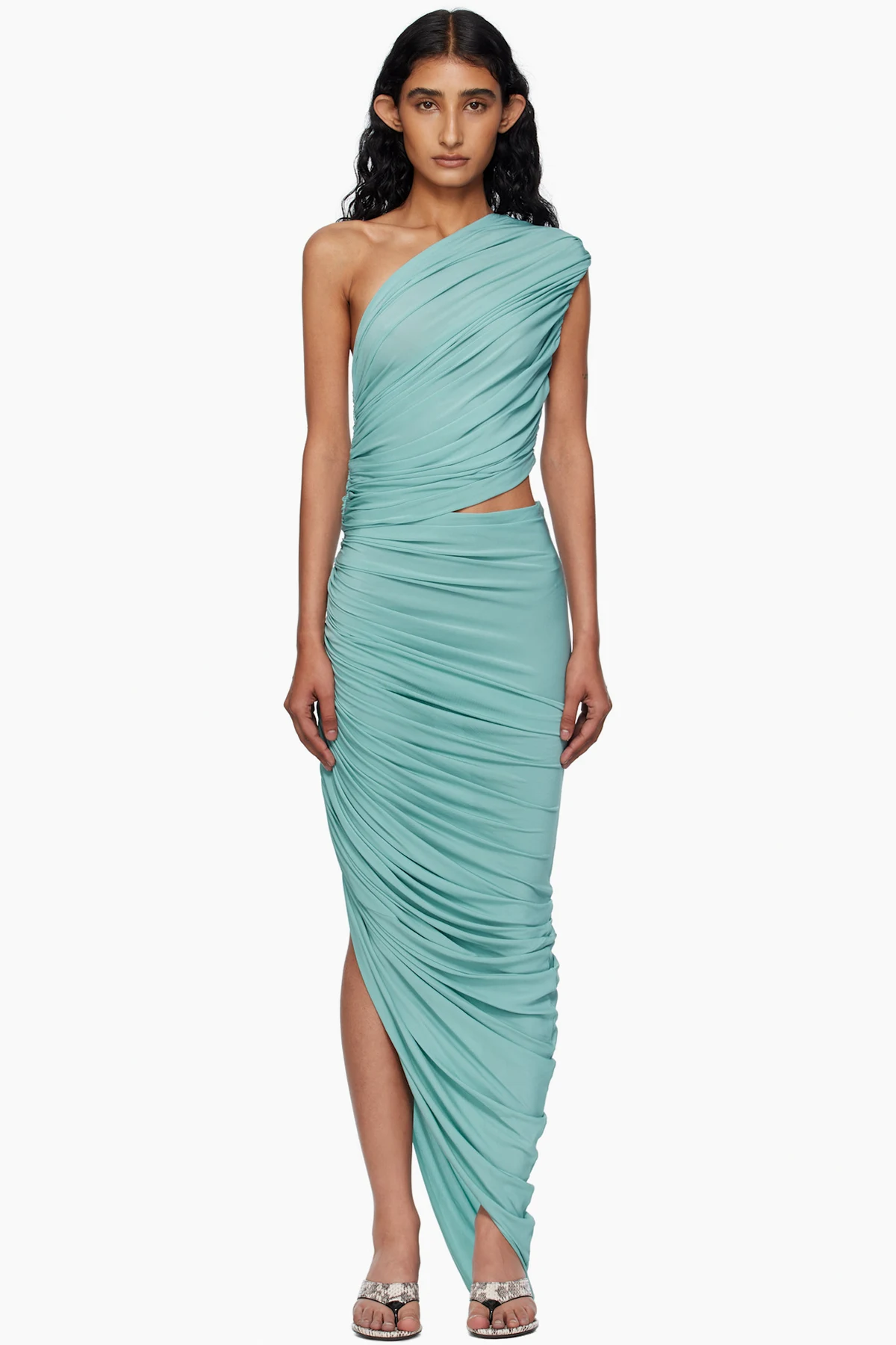 Blue Soft Jersey Cut-Out Maxi Dress