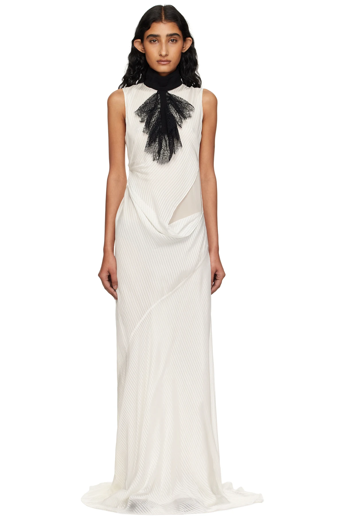 Off-White Leah Long Asymmetric Sleeveless Maxi Dress