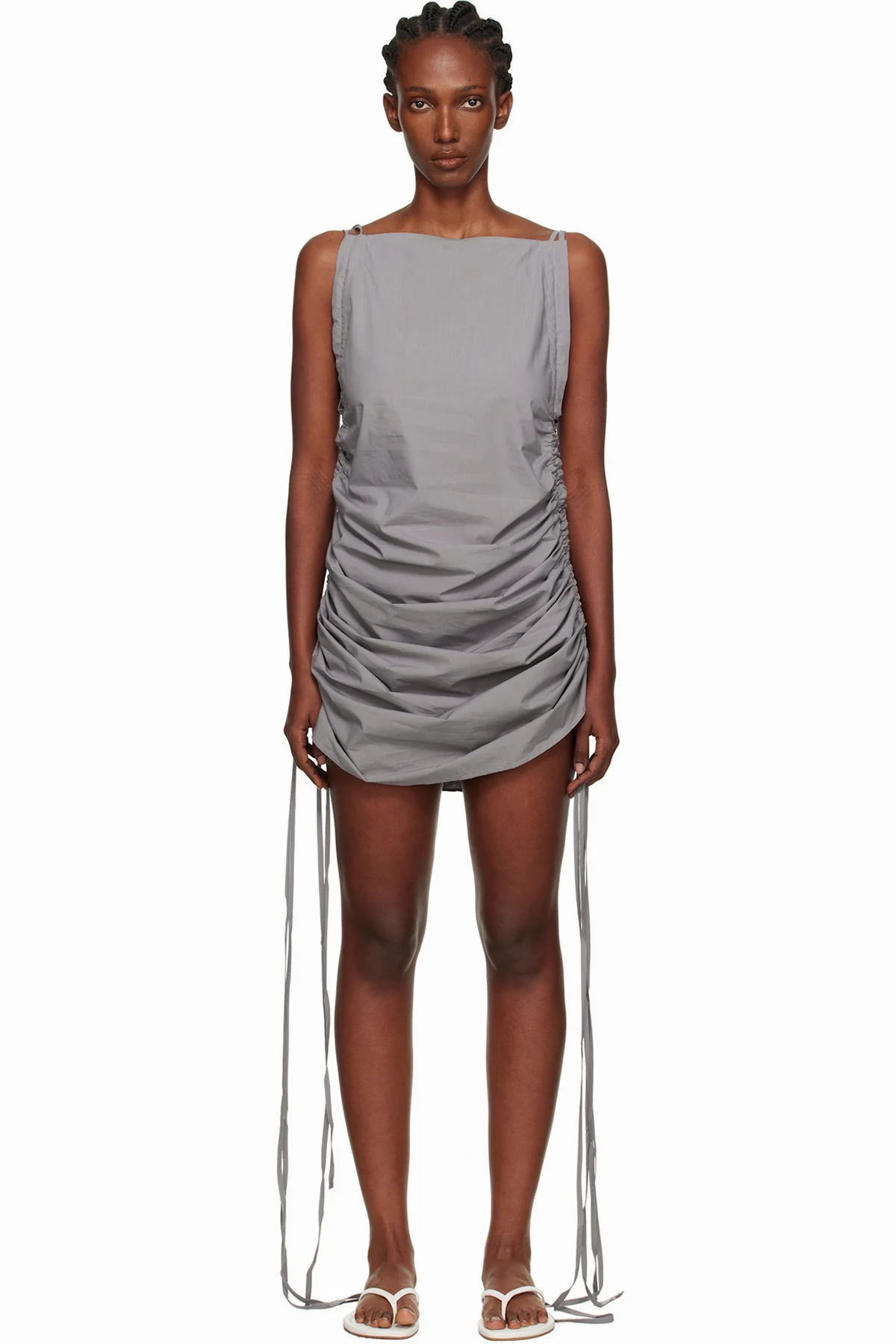 Gray Pictorial Strap Midi Dress