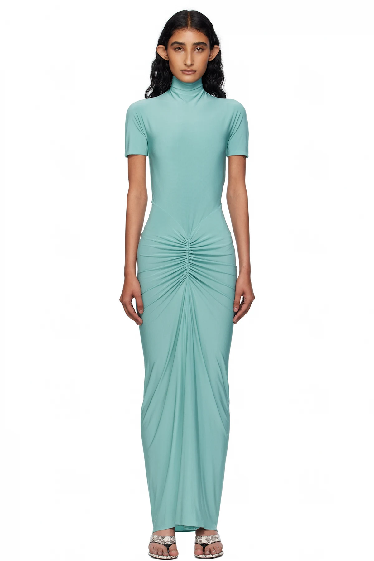 Blue Soft Jersey Maxi Dress