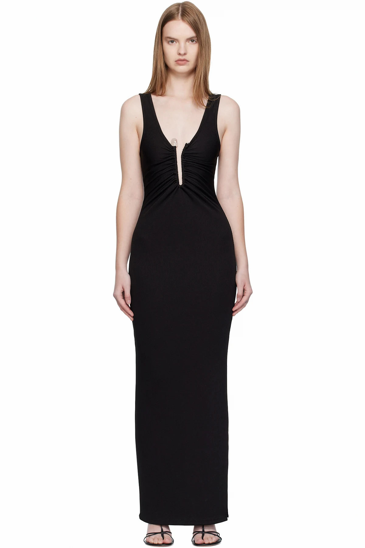 Black Crystal Pin Tank Maxi Dress