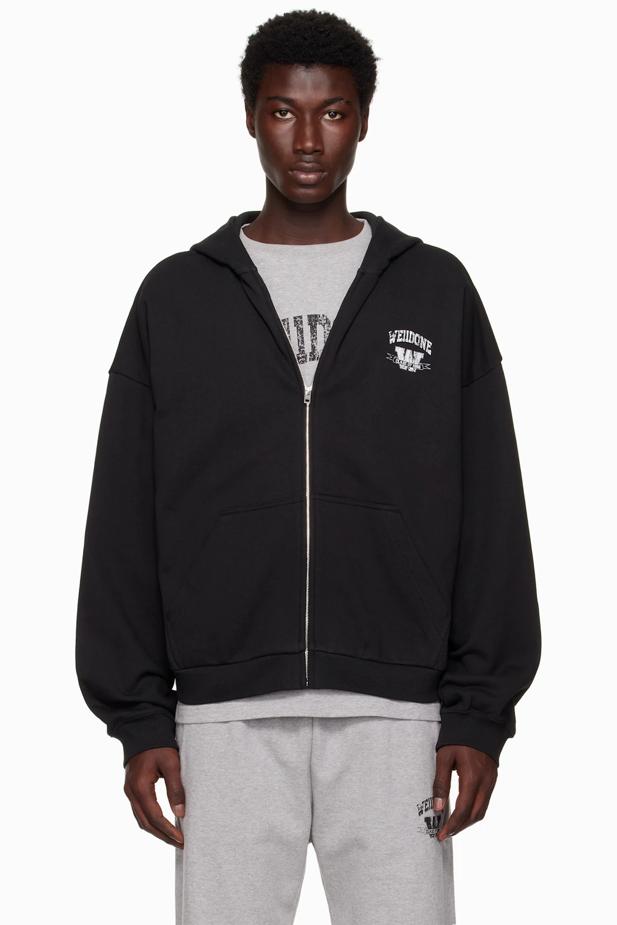 Black Collegiate Zip-Up Hoodie