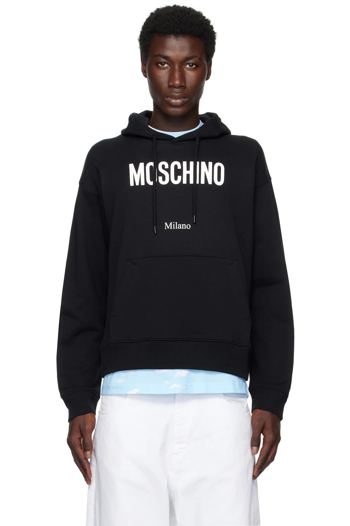 Black Printed Organic Cotton Hoodie