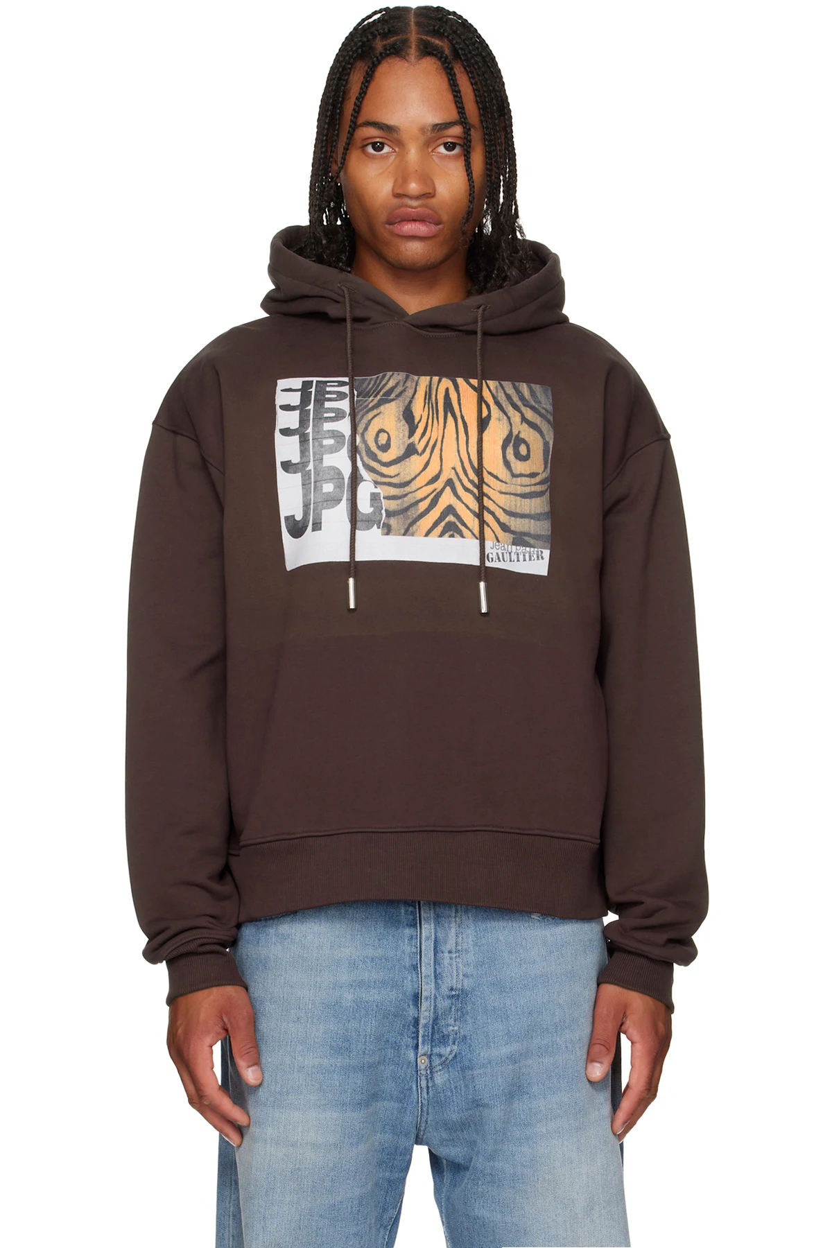 Brown Printed Wood Hoodie