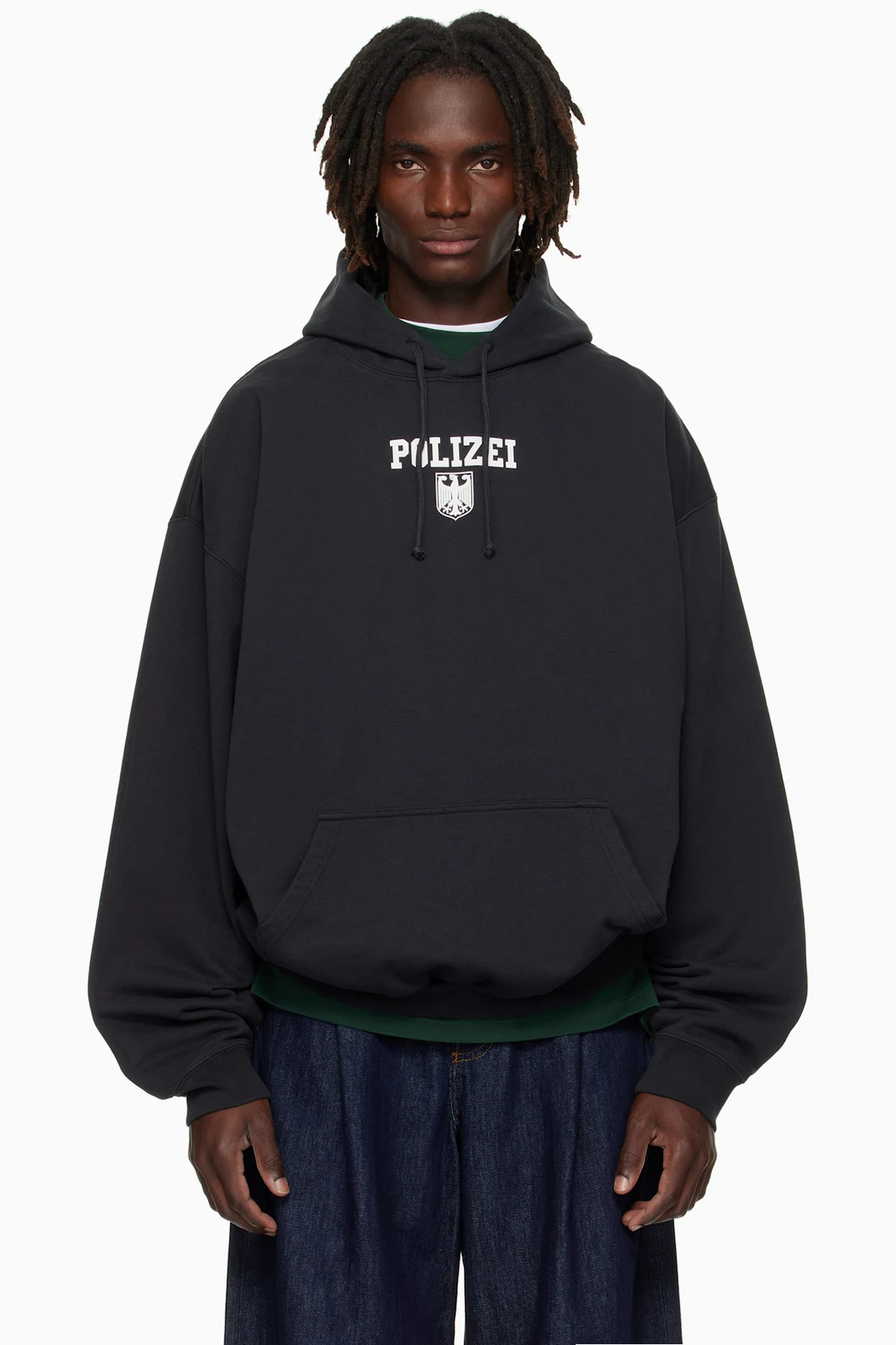 Black 'Polizei' Oversized Hoodie