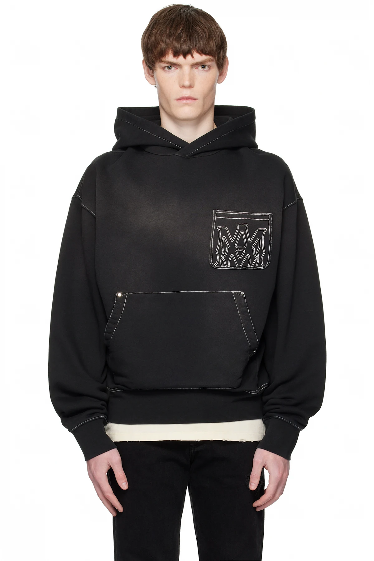 Black MA Outline Oversized Hoodie