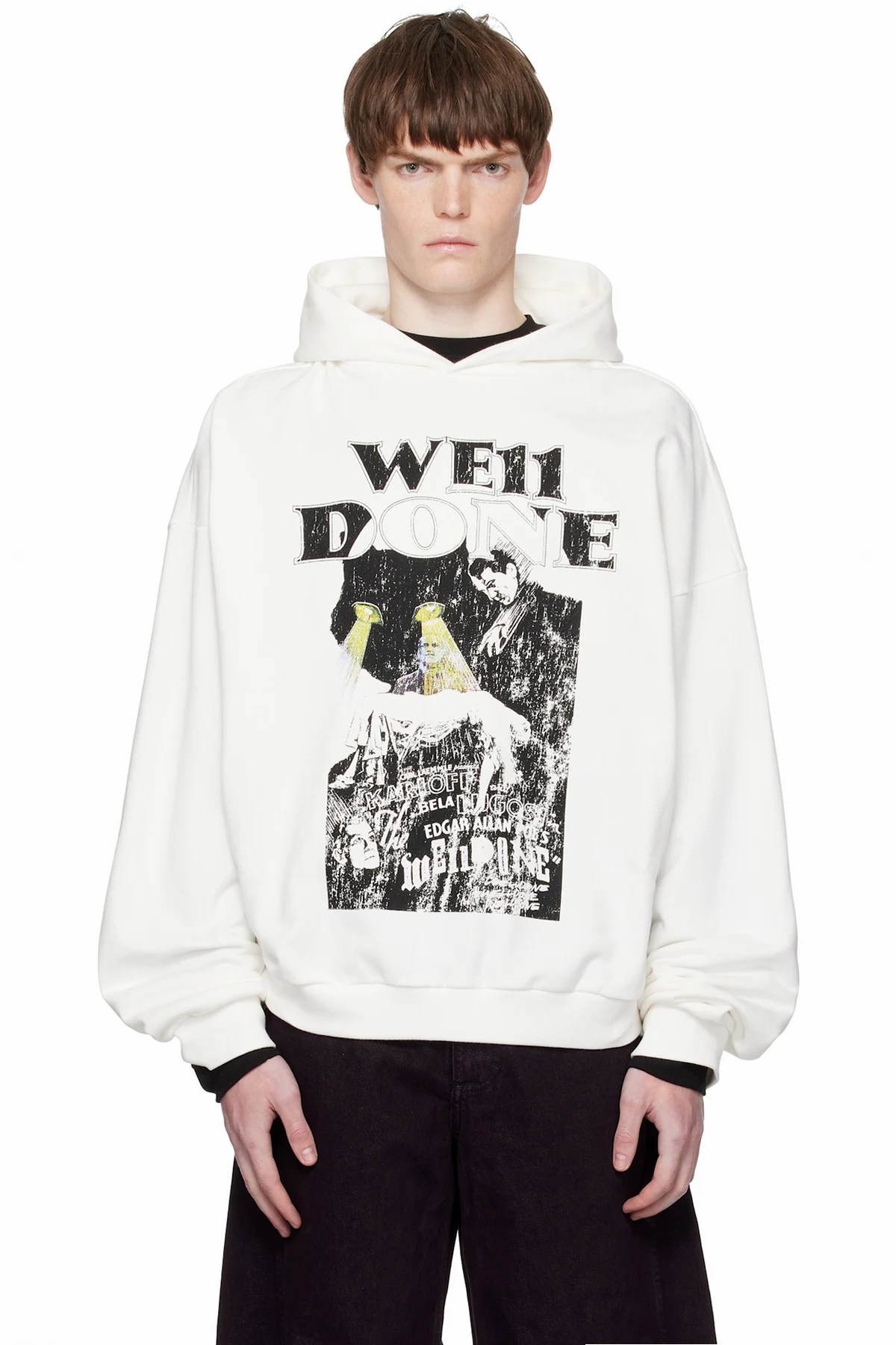 White Black Cat Poster Hoodie