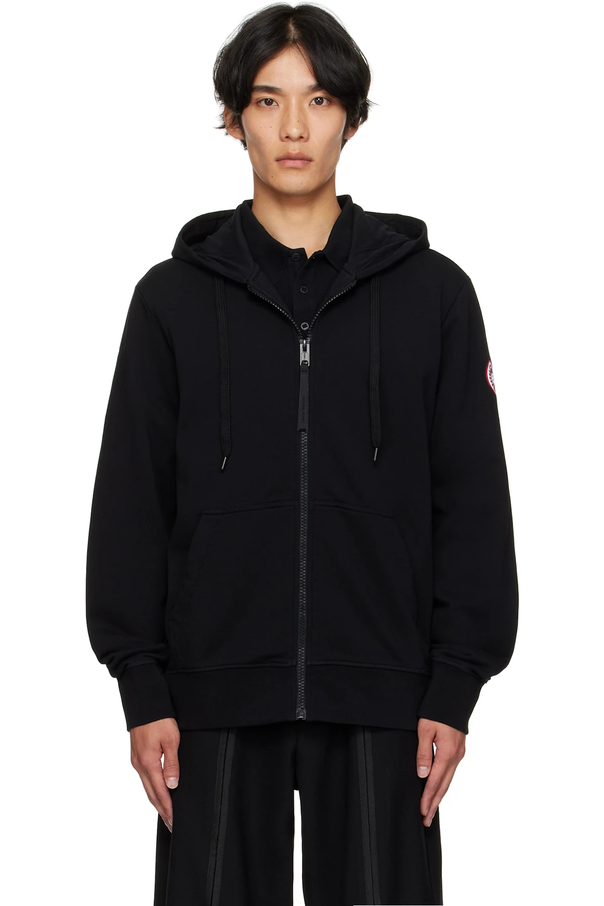 Black Sleeve Logo Full Zip Hoodie