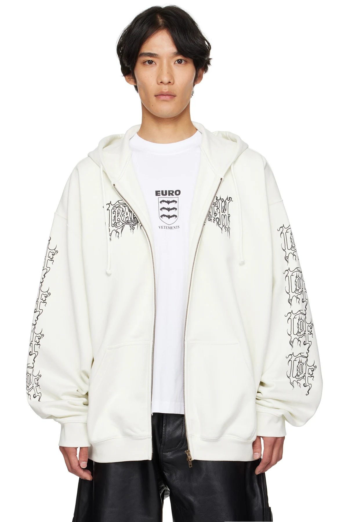 Off-White Cradle of Filth Logo Oversized Zip-Up Hoodie