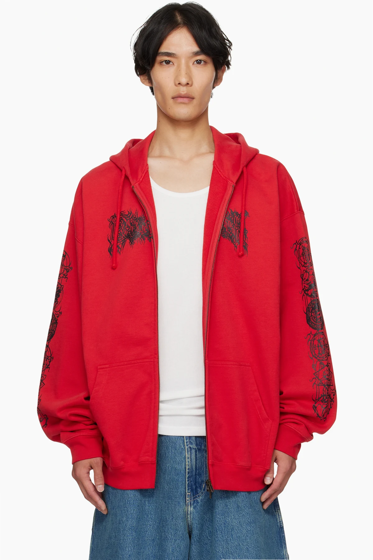 Red Cradle of Filth Double Logo Oversized Hoodie
