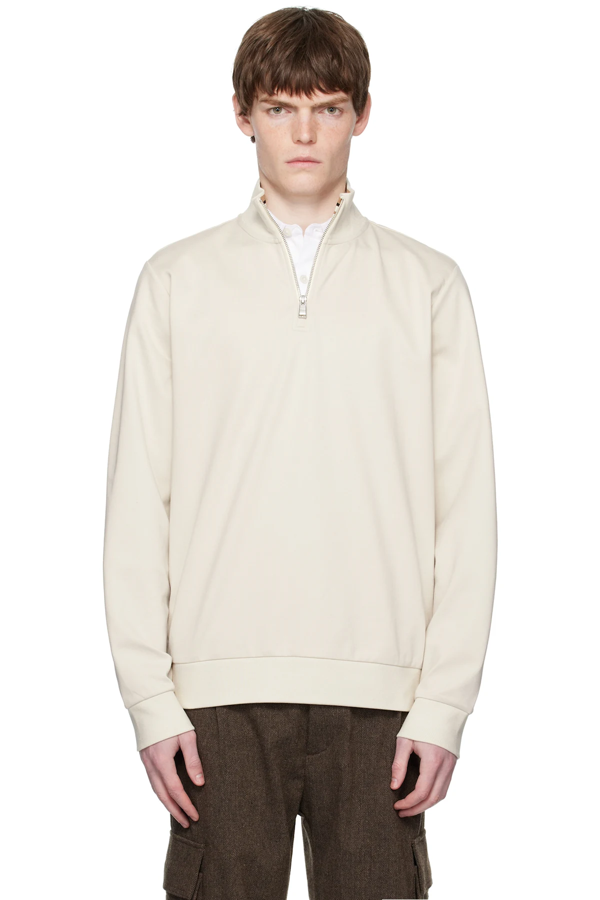 Beige Zip-Through Sweatshirt