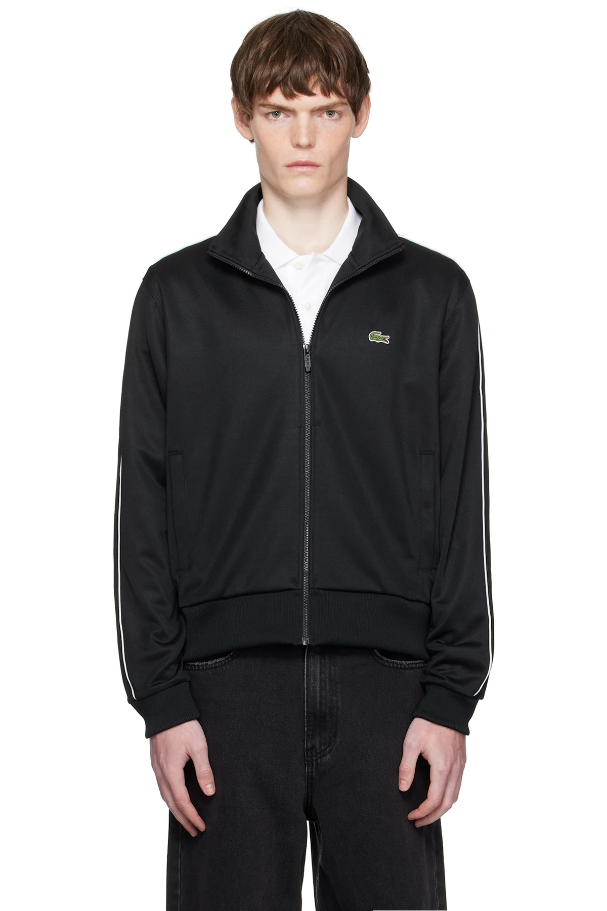 Black Paris Piqué Zip-Up Track Jacket