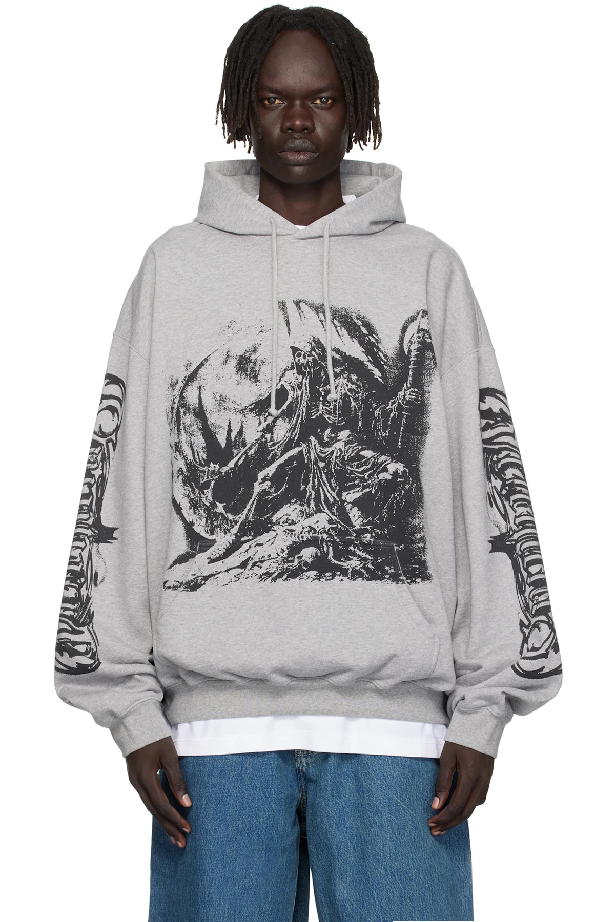 Gray Goth Oversized Hoodie