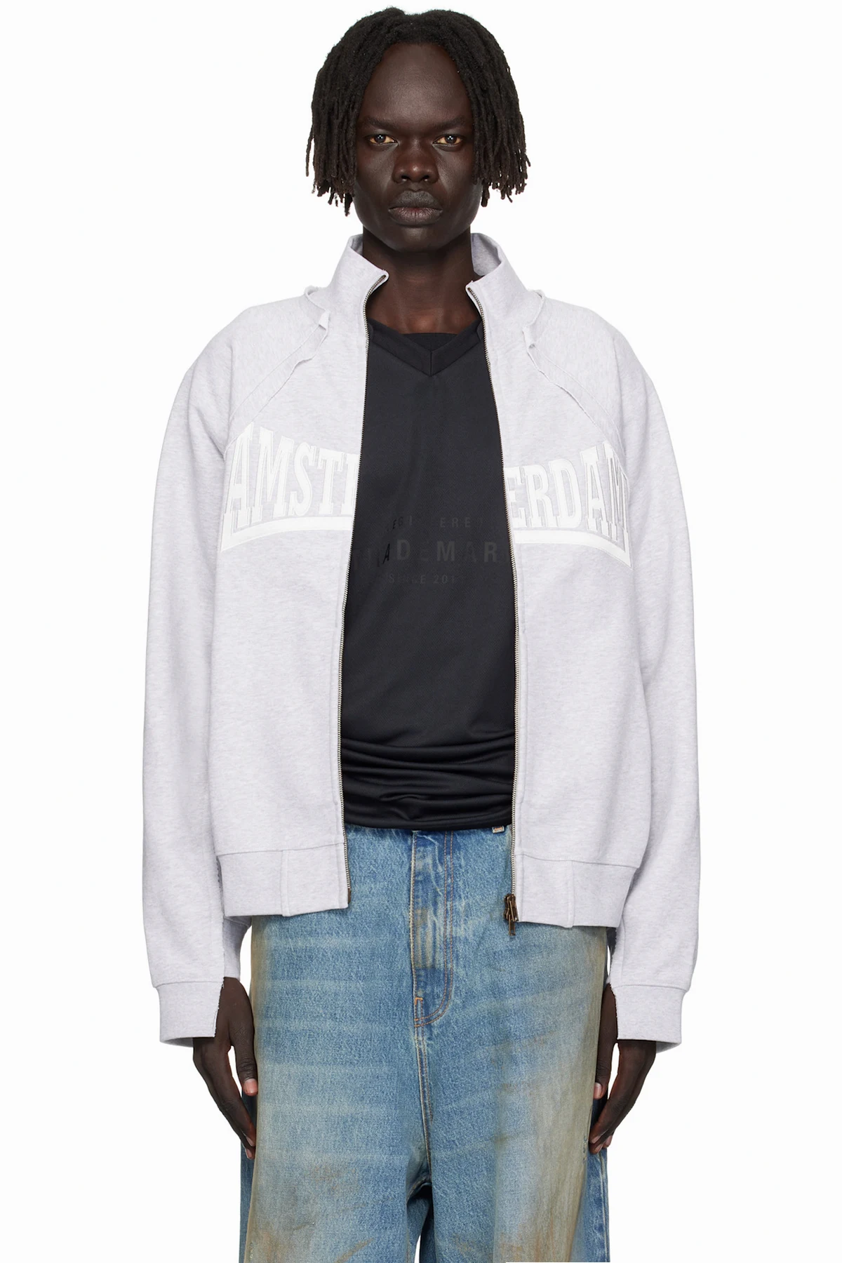 Gray 'Amsterdam' Patched Zip Sweatshirt