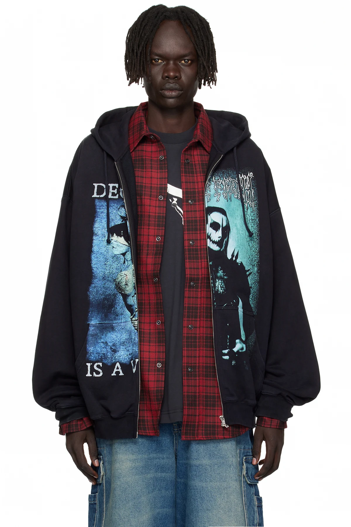 Black Cradle of Filth Cut-Up Oversized Zip-Up Hoodie