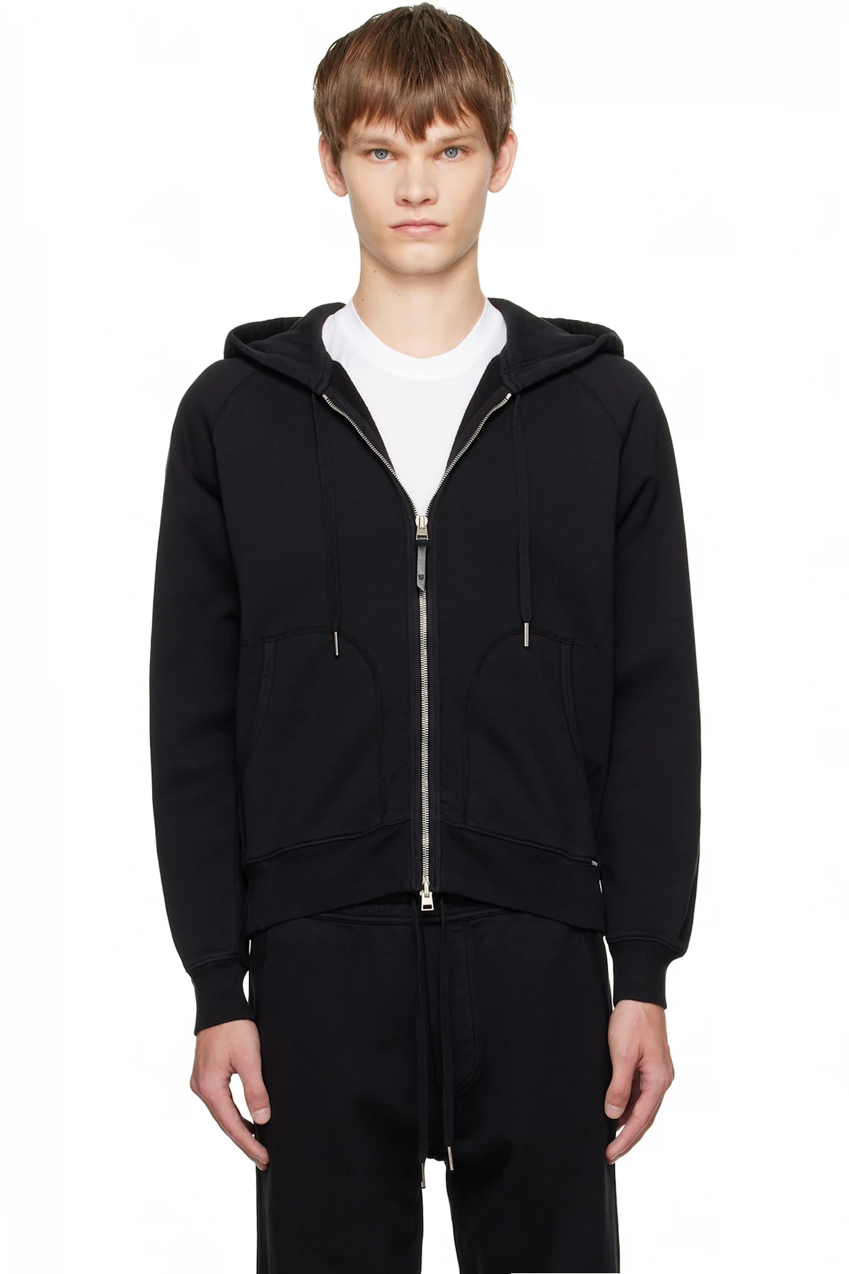 Black Cotton Zip Hoodie