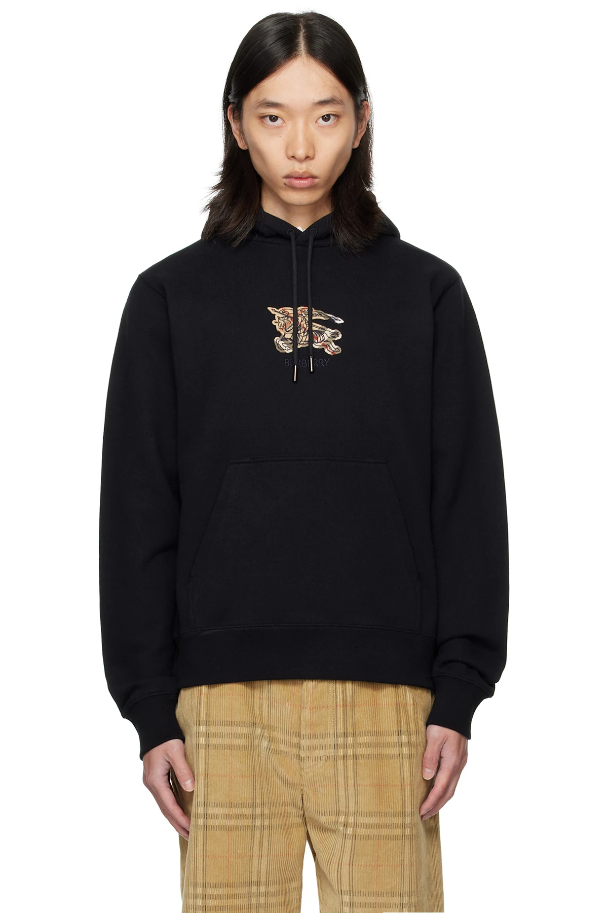 Black EKD Check Cotton Hoodie