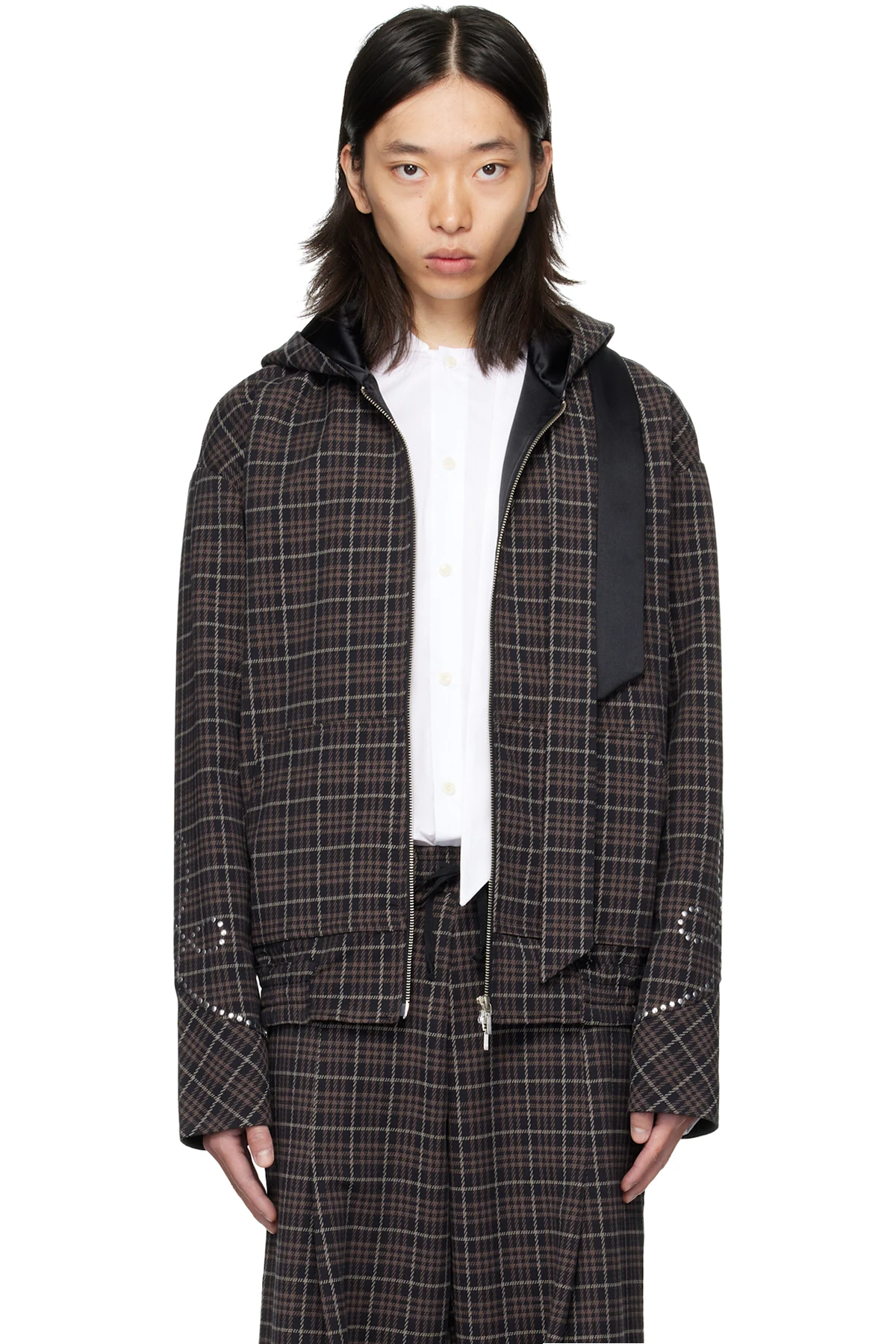 SSENSE Exclusive Brown Hooded Scarf Jacket