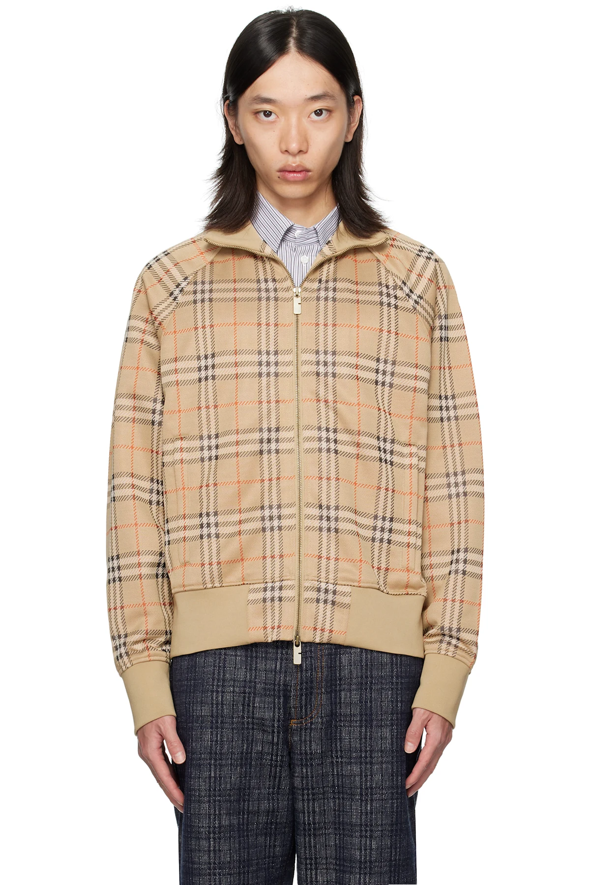 Beige Check Sweatshirt