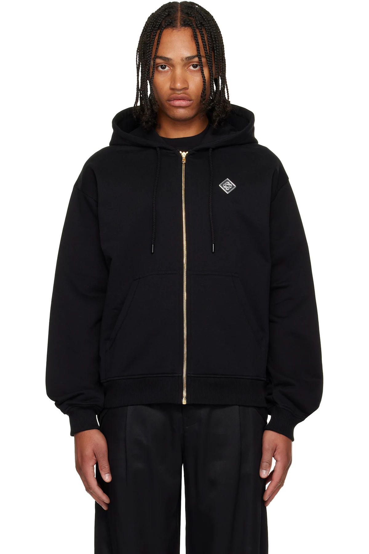 Black 'Casa' Chrome Full Zip Hoodie