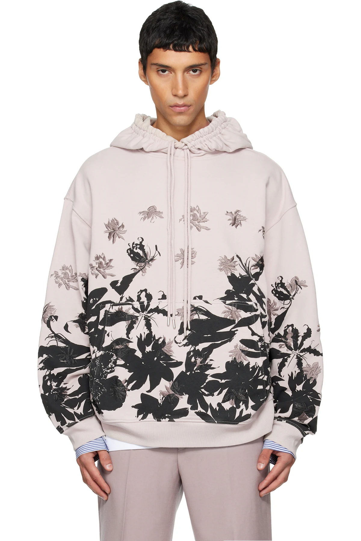 Pink Embroidered Hoodie