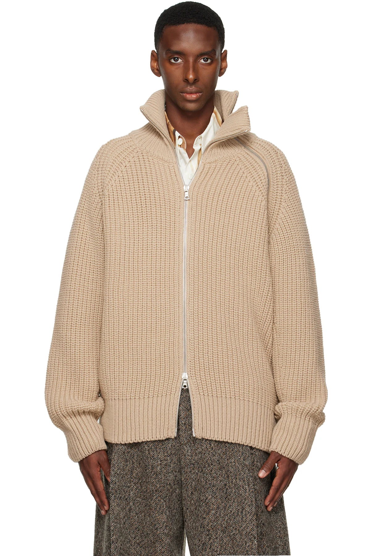 Beige Zip Sweater