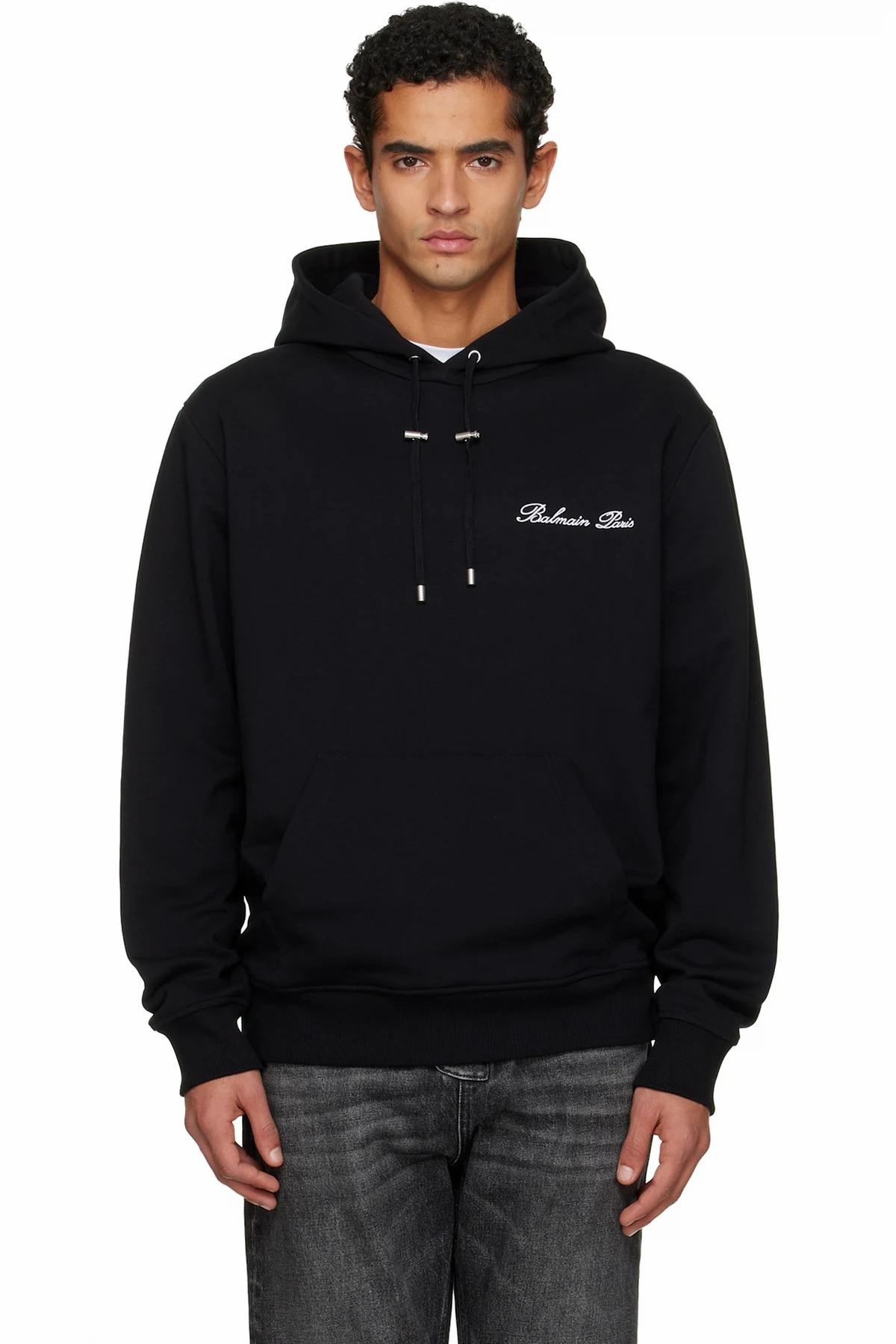 Black 'Balmain' Signature Hoodie