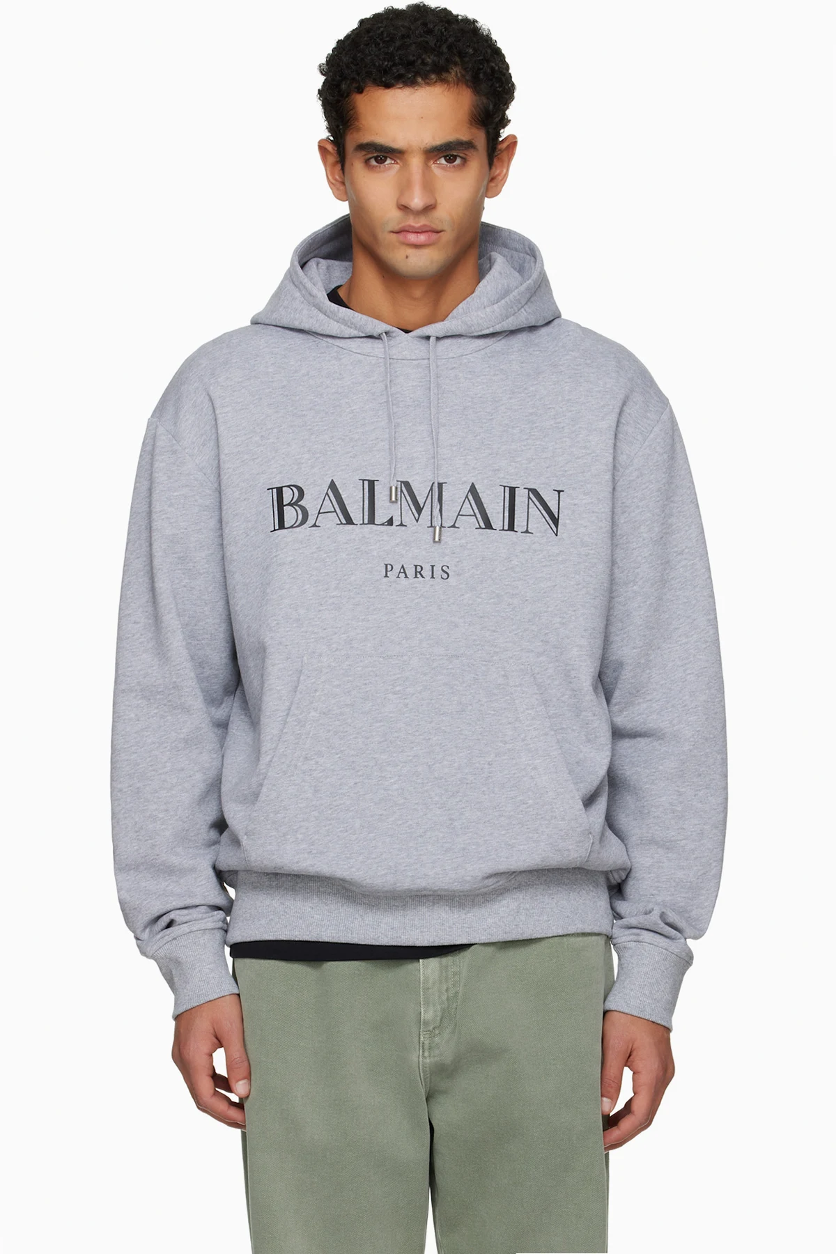 Gray 'Balmain' Printed Hoodie