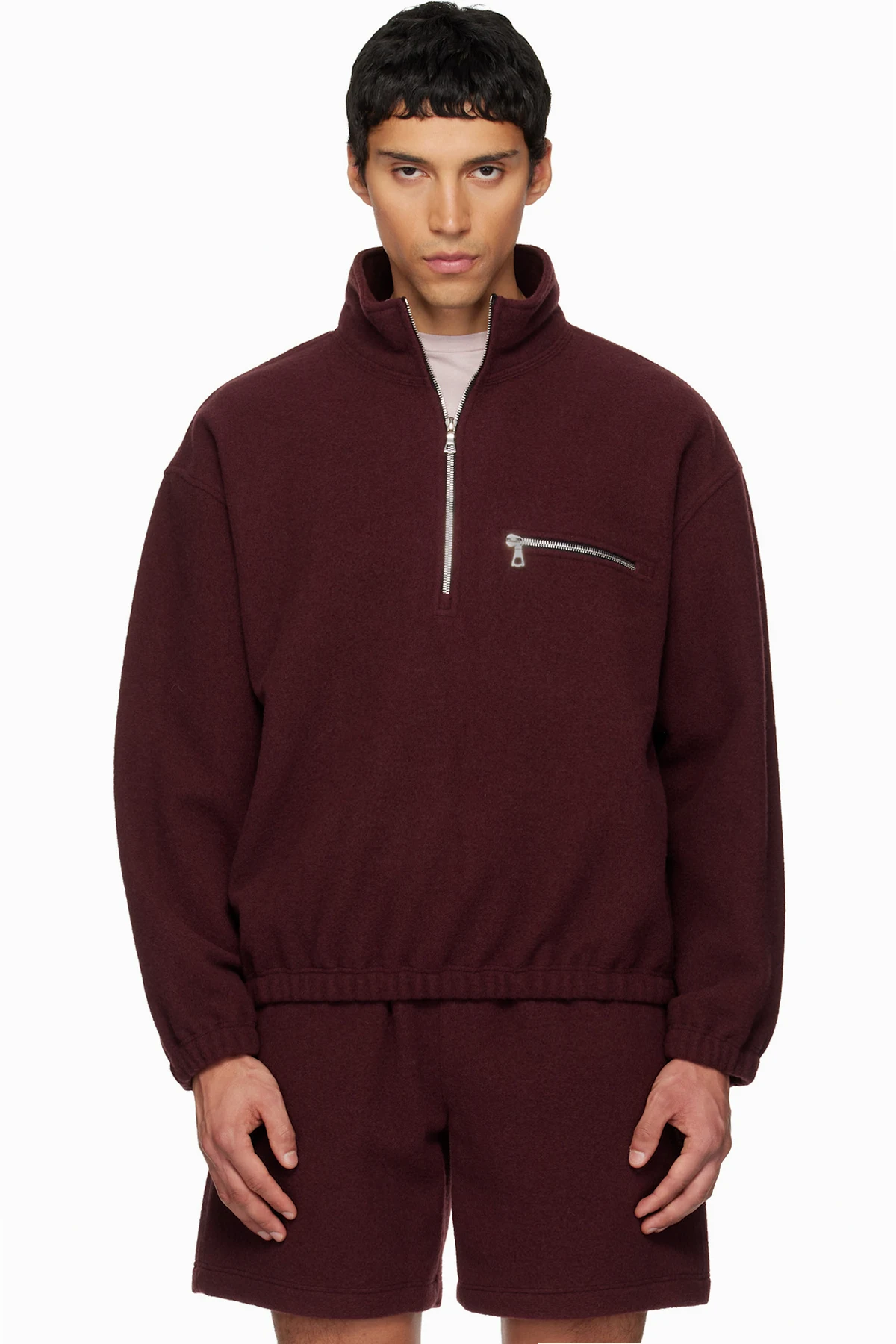 SSENSE Exclusive Burgundy Fleece Jacket