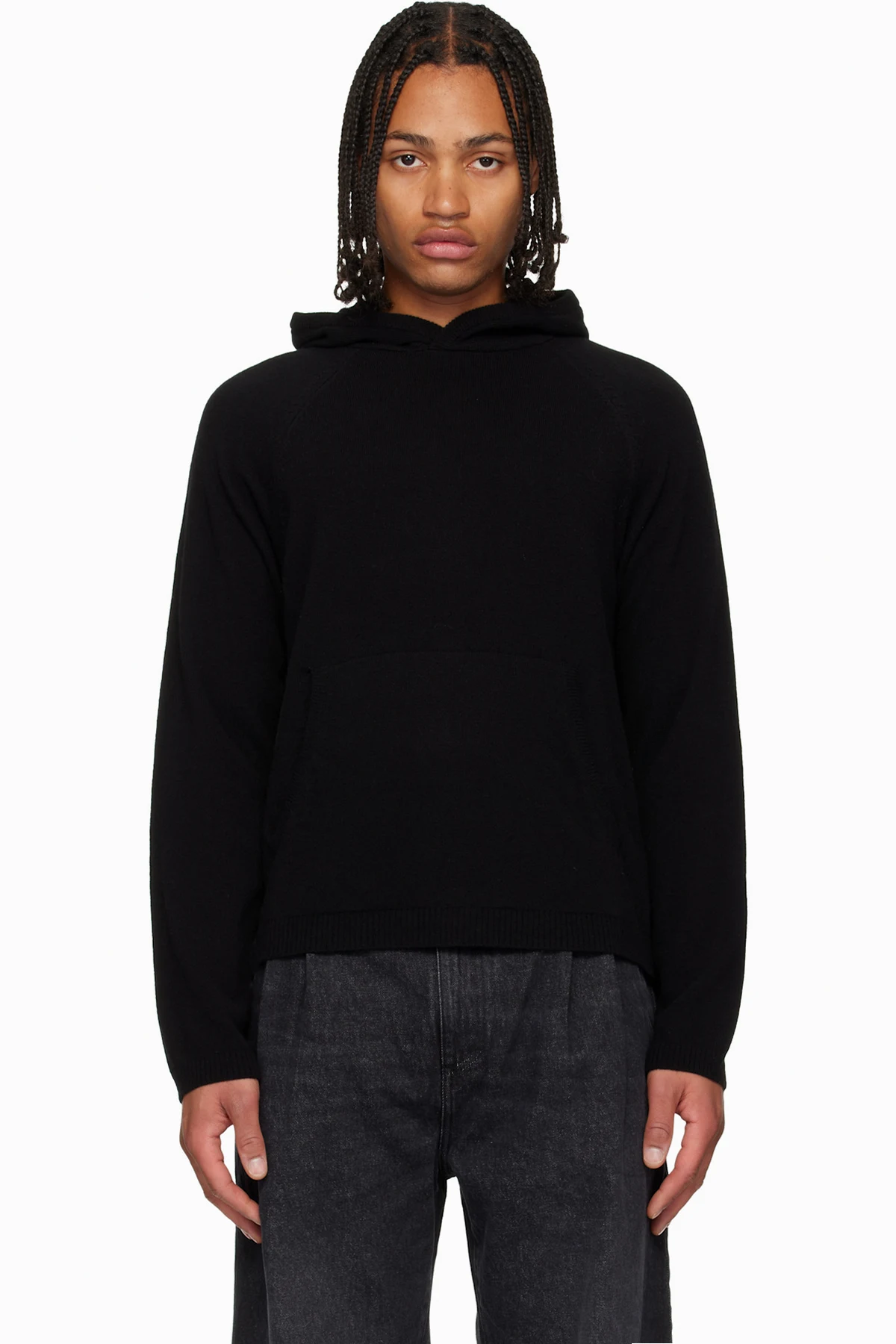 Black Knitted Hoodie