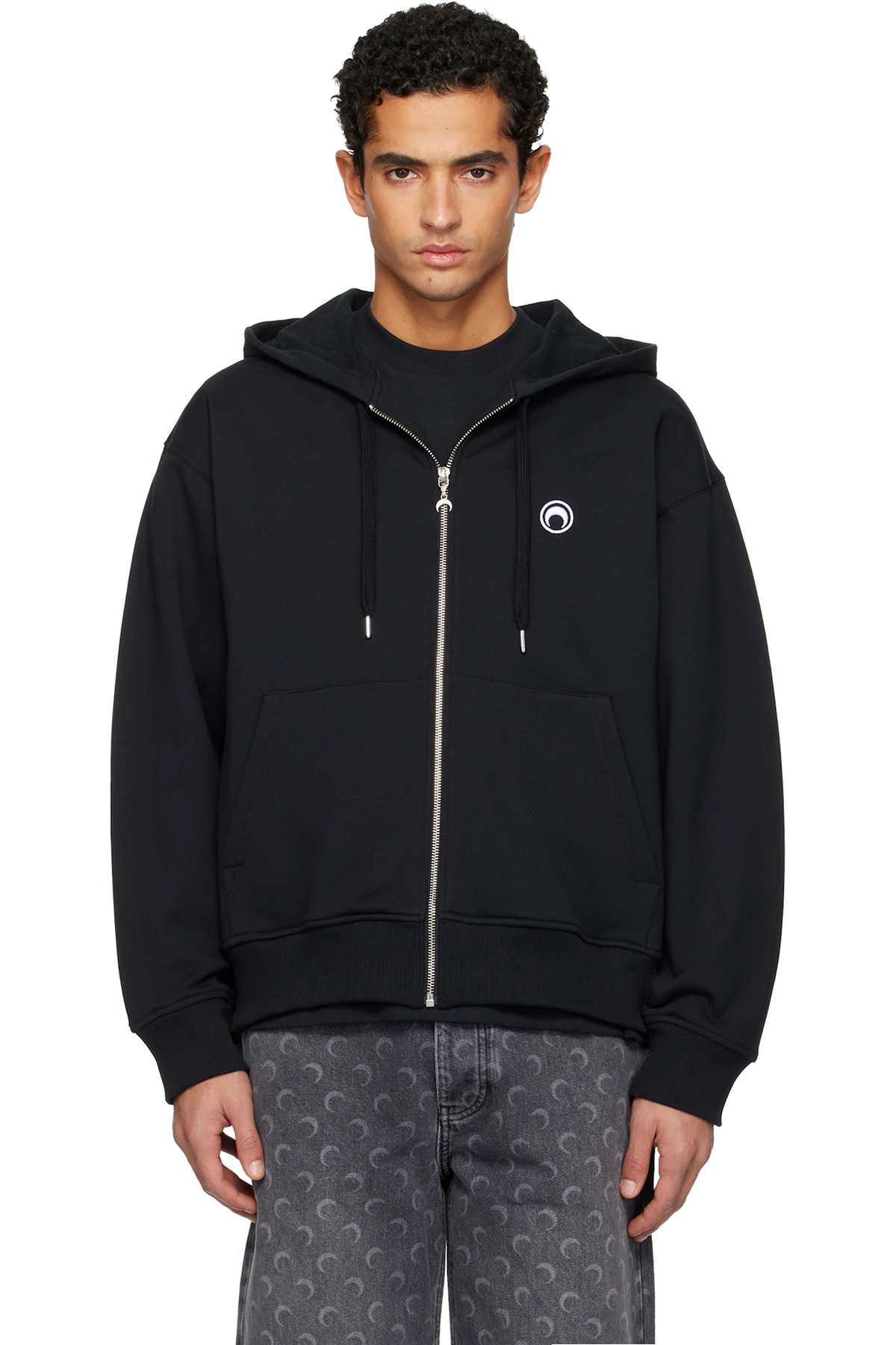 Black Moon Logo Zipped Hoodie