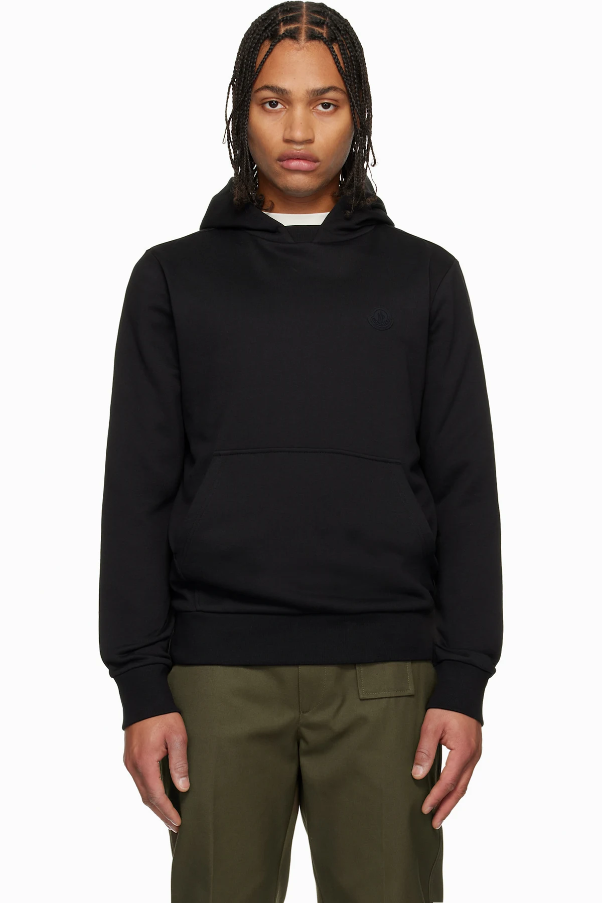 Black Tonal Back Logo Cotton Hoodie