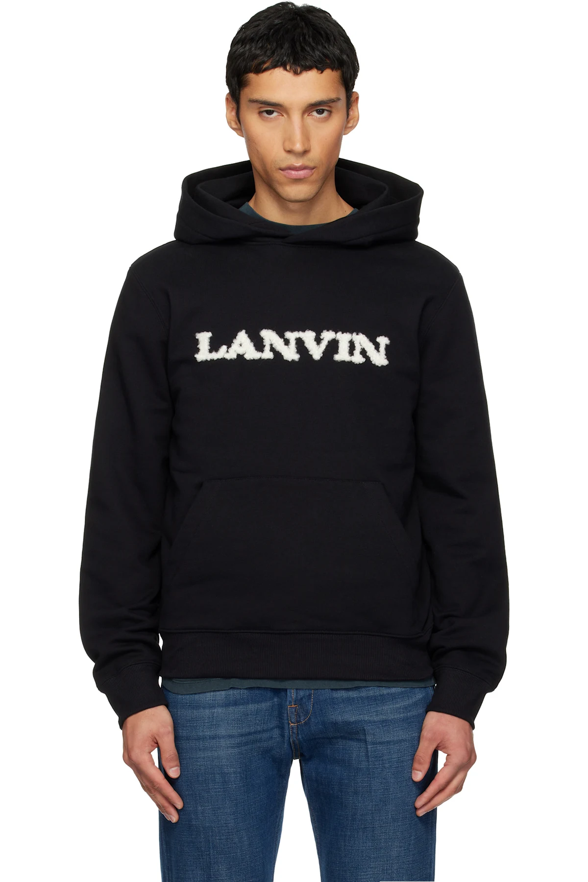 Black 'Lanvin' Shearling Cotton Hoodie