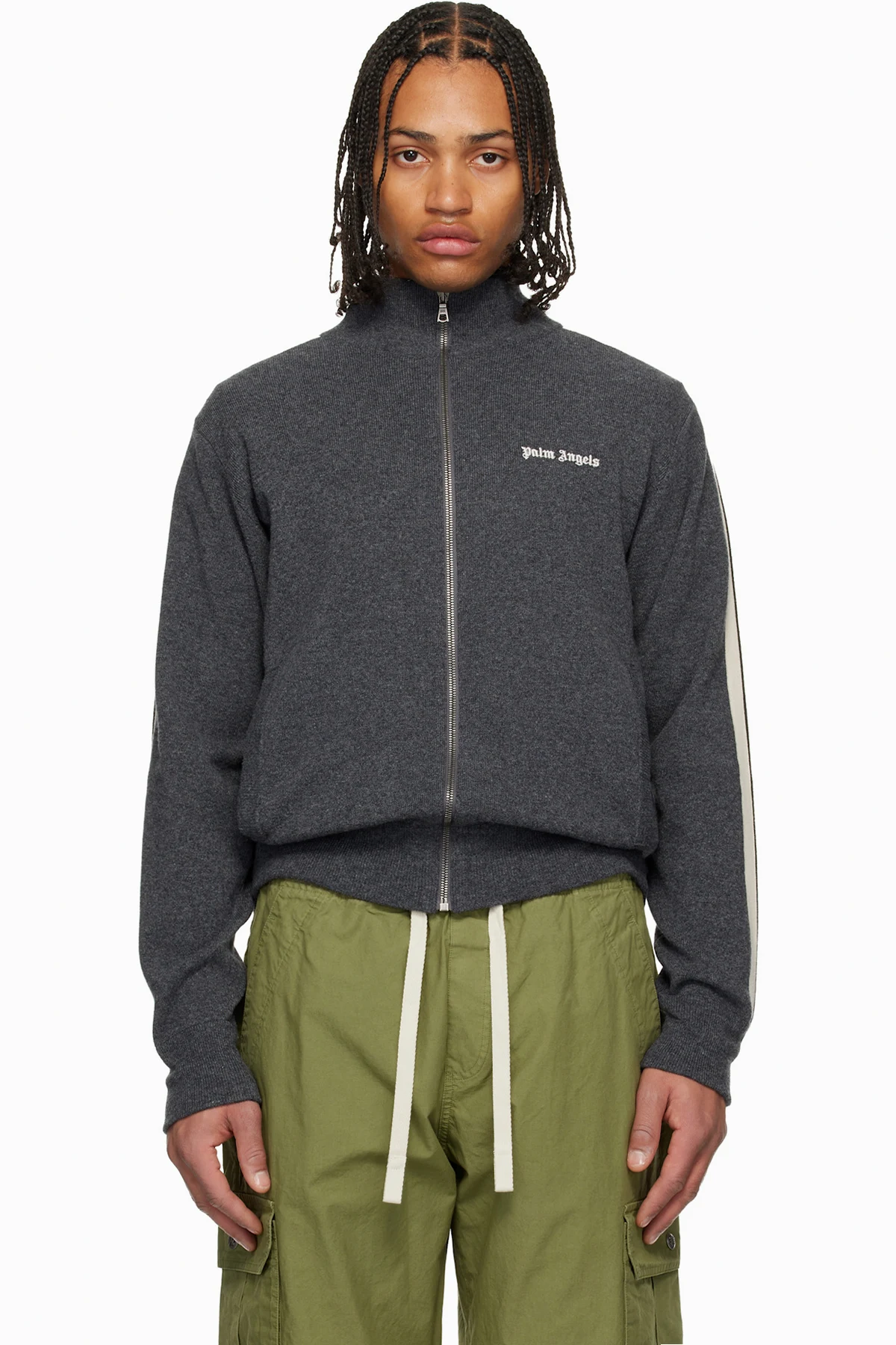 Gray Classic Logo Knit Track Jacket