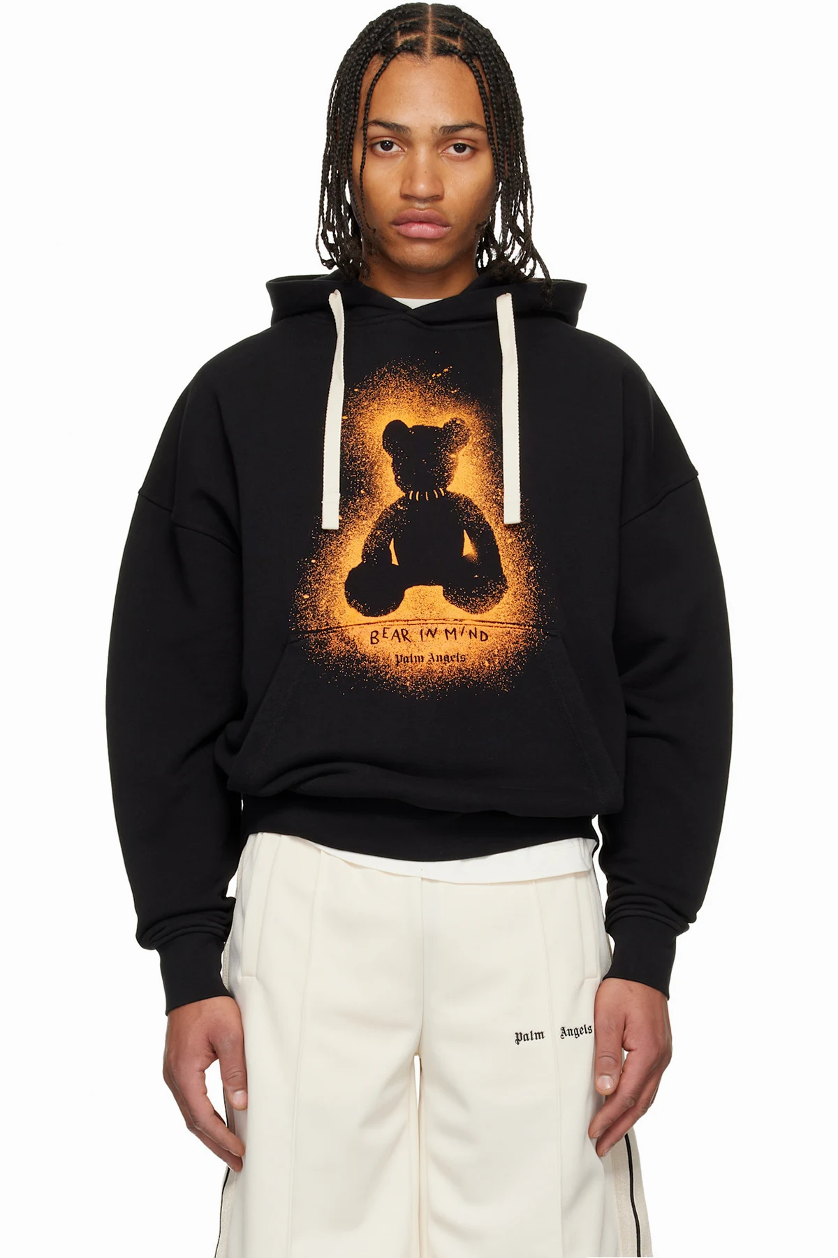 Black Spray Bear Loose Hoodie
