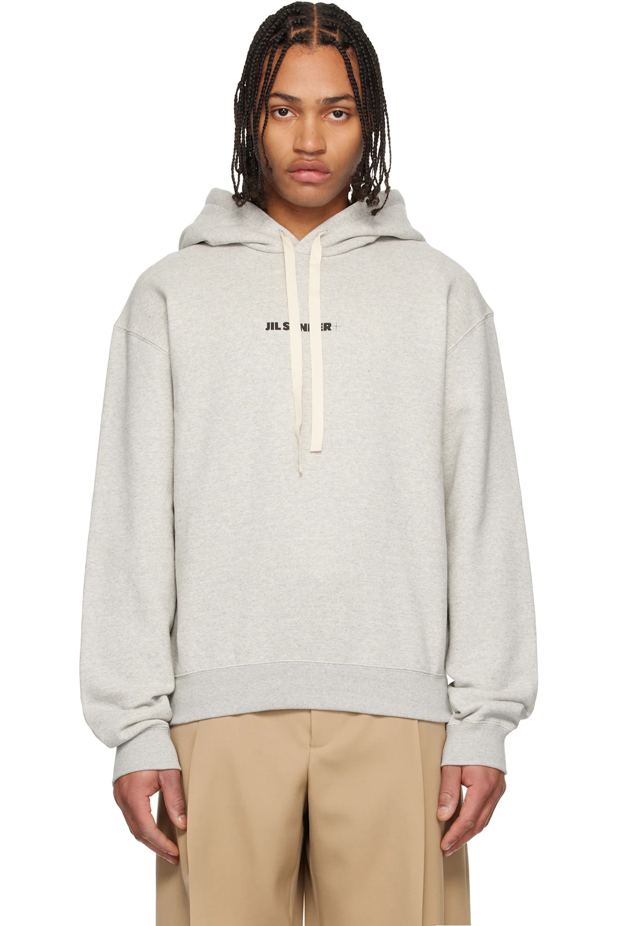 Gray Printed-Logo Hoodie