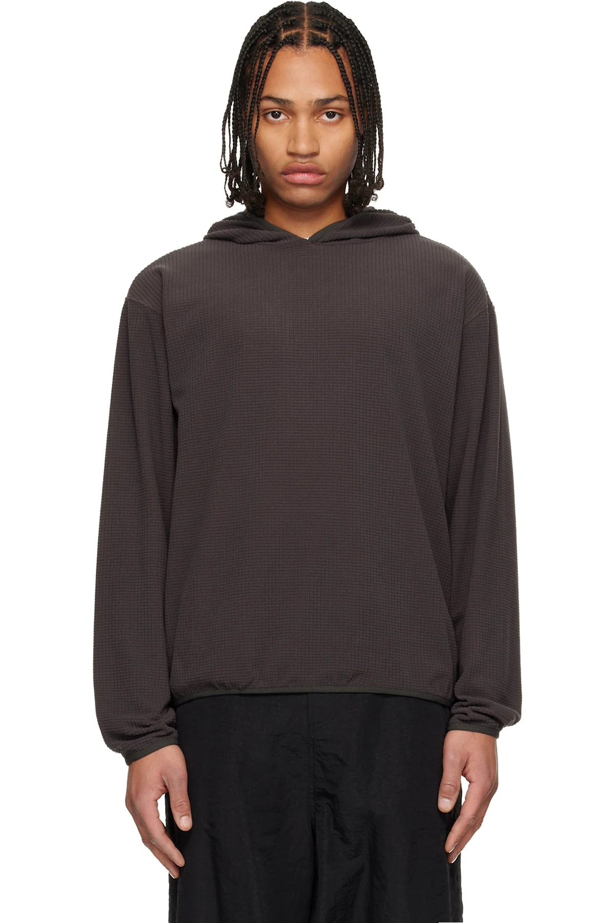 Gray Waffle Knit Hoodie