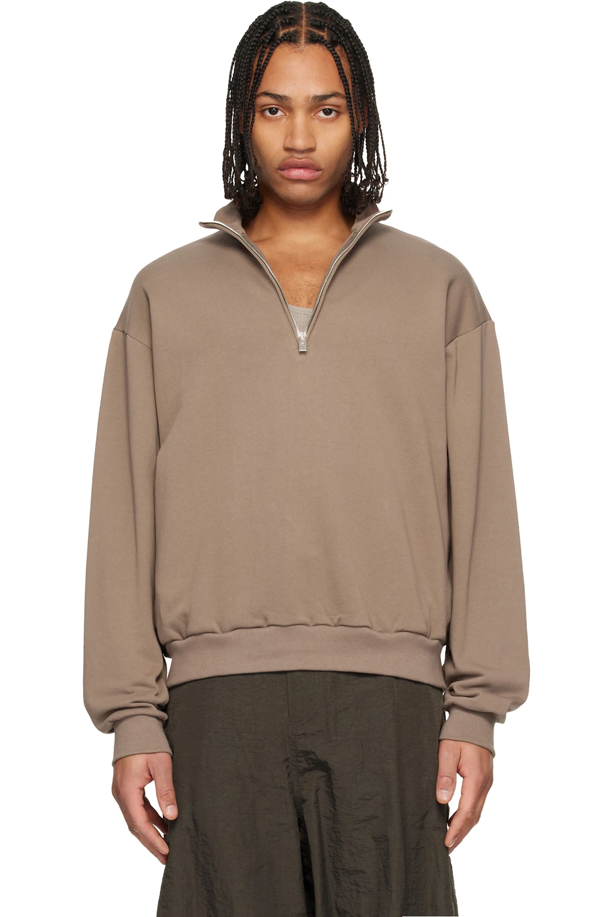 Brown Half-Zip Sweatshirt